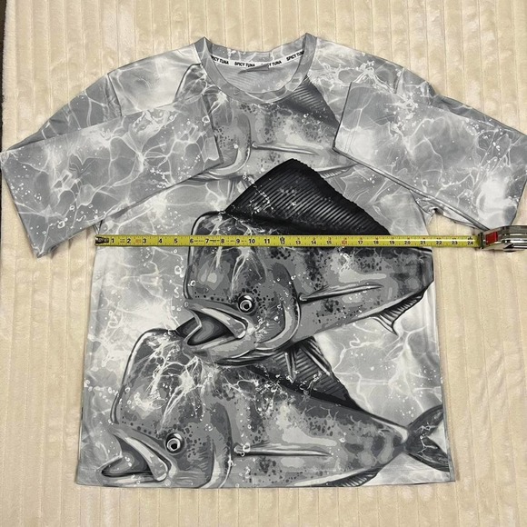 Spicy Tuna Coastal Long Sleeve Mahi-Mahi/Dolphin Black White Fishing Shirt XL - Picture 3 of 7